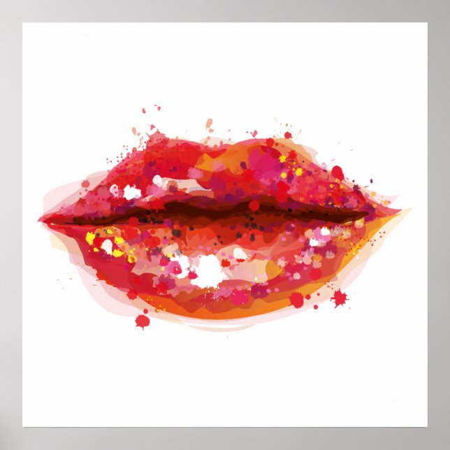 Modern lips, colourful makeup artist, Beauty salon Poster (Front)