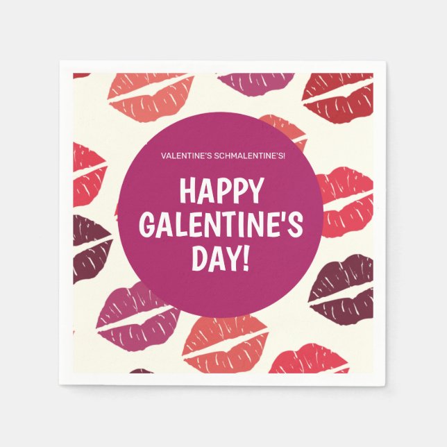 Modern Lipstick Galentine's Day Paper Napkins (Front)