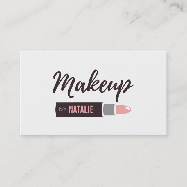 Modern Lipstick Makeup Typography Business Card (Front)