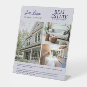 Modern Listing Lavender Real Estate Agent Pedestal Sign