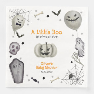 Modern Little Boo Ghost Boy Baby Shower  Napkin
