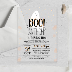 Modern Little Boo! Halloween 2nd Birthday Acrylic Invitations