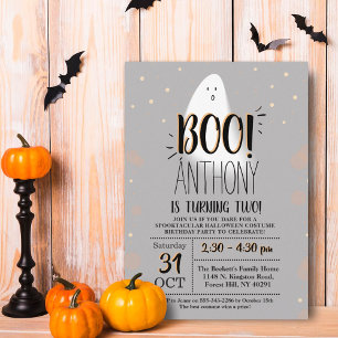Modern Little Boo! Halloween 2nd Birthday Invitation