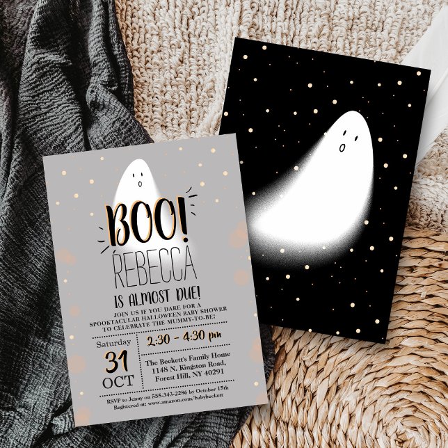 Modern Little Boo! Halloween Baby Shower Invitation (Creator Uploaded)