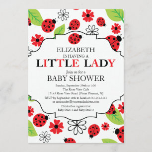 Modern Little Lady Red Ladybug Baby Shower Invitation