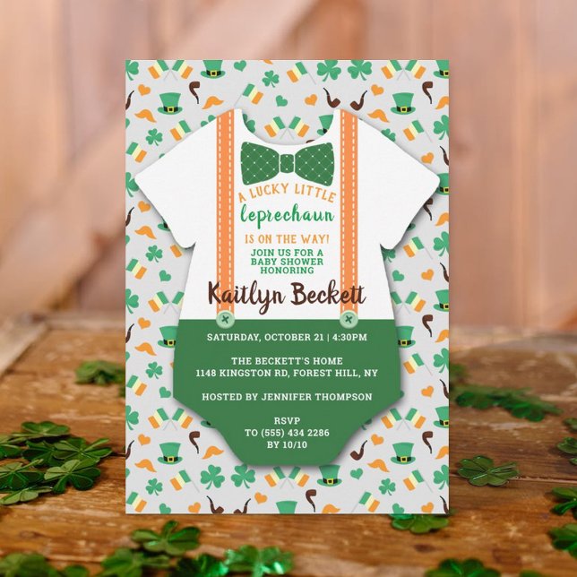 Modern "Little Leprechaun" Boys Baby Shower Invitation (Creator Uploaded)