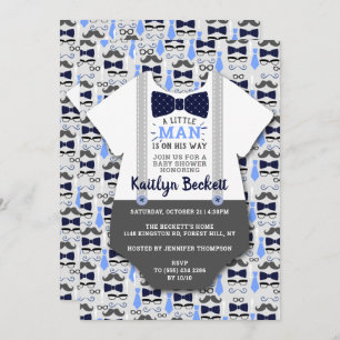 Modern "Little Man" Boys Baby Shower Invitation