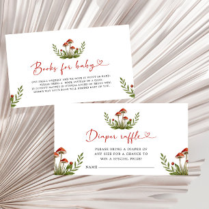 Modern Little Mushroom Baby Shower Diaper Raffle Enclosure Card