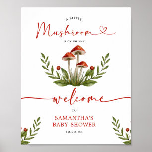 Modern  Little Mushroom Baby Shower Welcome Sign