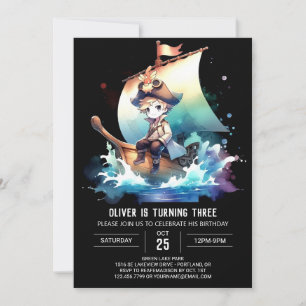 Modern Little Pirate Birthday Invitation