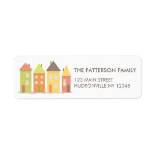 Modern Little Row of Houses Address Label Return Address Label