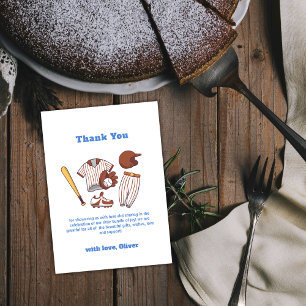 Modern Little Slugger Baseball Boy Baby Shower  Thank You Card