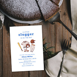 Modern Little Slugger Baseball Sport Baby Shower Invitation