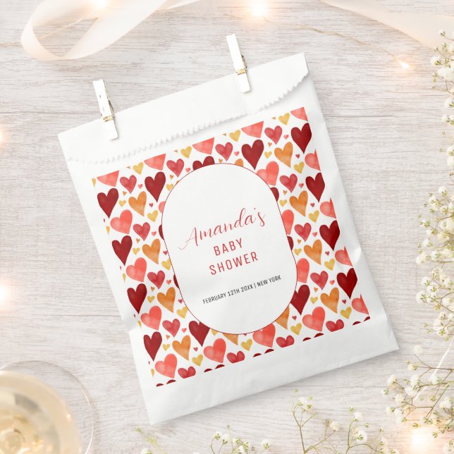 Modern Little Sweetheart Valentine Baby Shower  Favour Bag (Clipped)