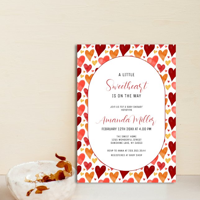 Modern Little Sweetheart Valentine Baby Shower Invitation (Modern Little Sweetheart Valentine Baby Shower Invitation)