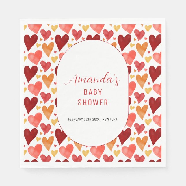 Modern Little Sweetheart Valentine Baby Shower  Napkin (Front)