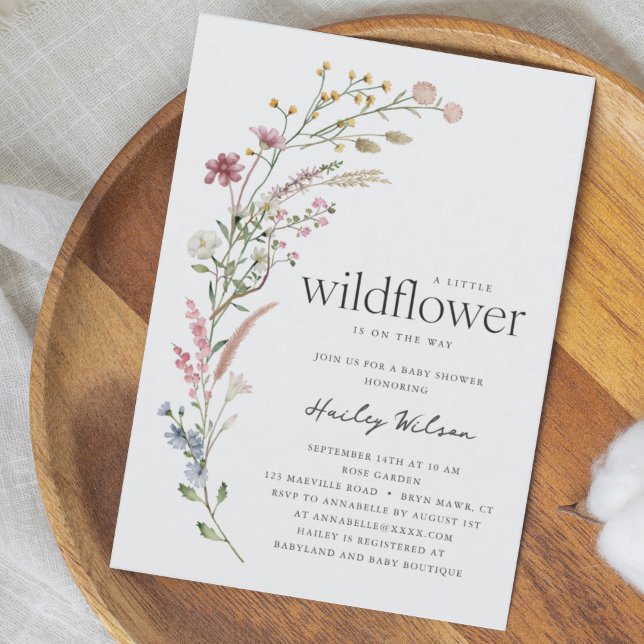 Modern Little Wildflower Baby Shower Invitation (Creator Uploaded)