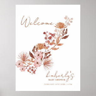 Modern Little Wildflower Boho Baby Shower Welcome  Poster