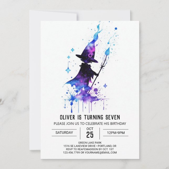 Modern Little Wizard Birthday Invitation (Front)