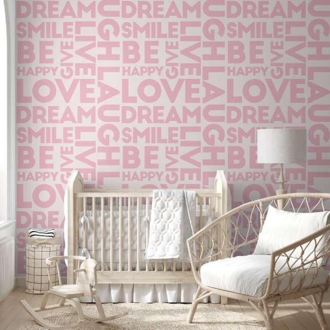 Modern Live Laugh Love Motivational Text Room  Wallpaper (Kids)