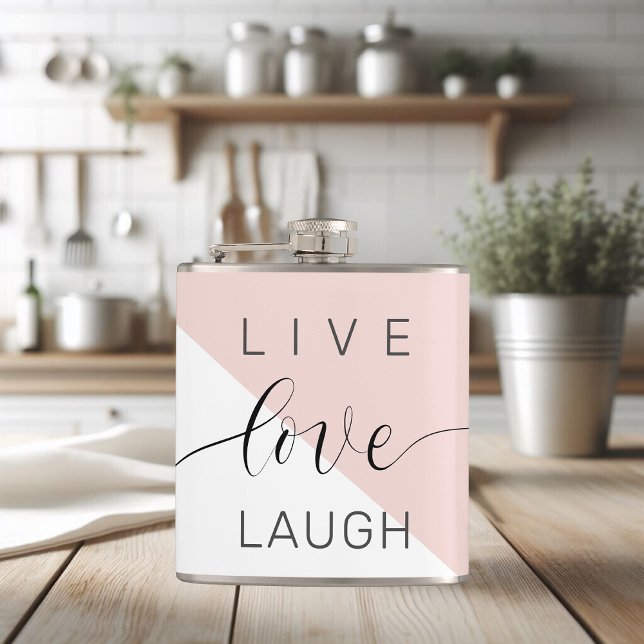 Modern Live Love Laugh Positive Motivation Quote Hip Flask (Creator Uploaded)