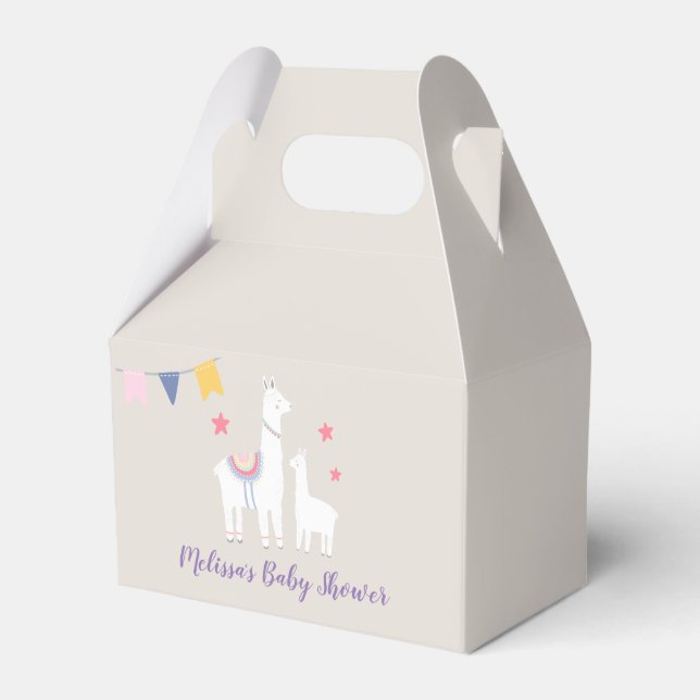 Modern Llamas Cute Baby Shower Favour Box (Front Side)