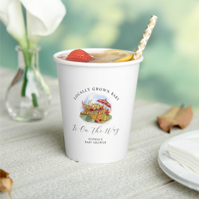 Modern Locally Grown Farmer Baby Shower Paper Cups (Insitu)