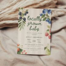 Modern "Locally Grown" Striped Neutral Baby Shower