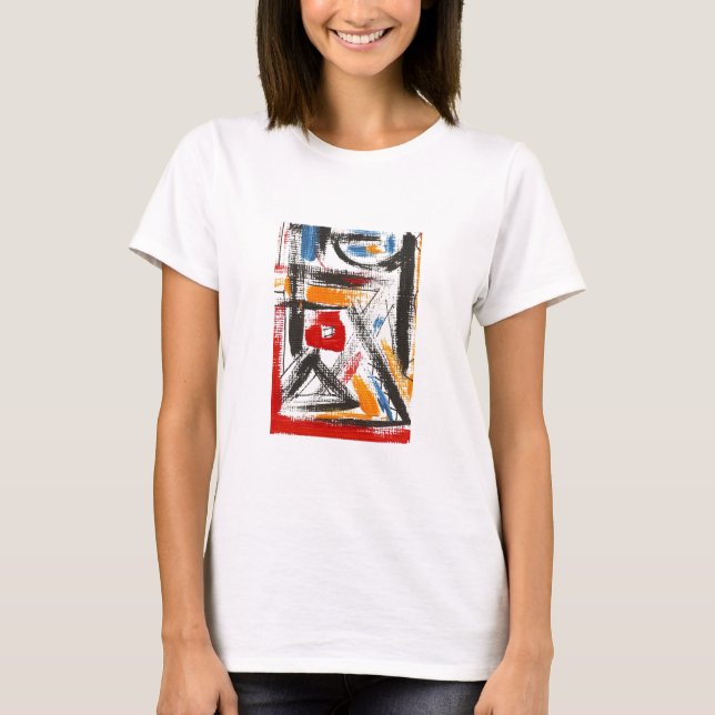 Modern Loft-Hand Painted Abstract Art T-Shirt (Front)