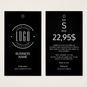 Modern logo black white clothing label hang tag 