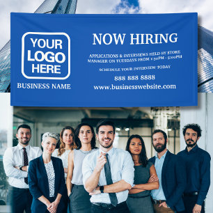 Modern Logo Blue Now Hiring Banner