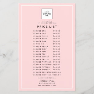Modern Logo Blush Pink Beauty Price Service List  Flyer