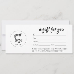 Modern Logo Business Gift Certificate (Matte)