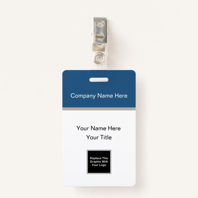 Modern Logo Business Name Badges ID Badge (Front with Clip)