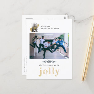 Modern Logo Company Photo Jolly Christmas Postcard