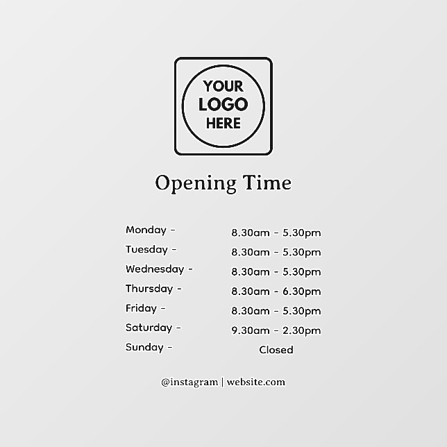Modern Logo | Custom Business Opening Hours Sign (Sheet)