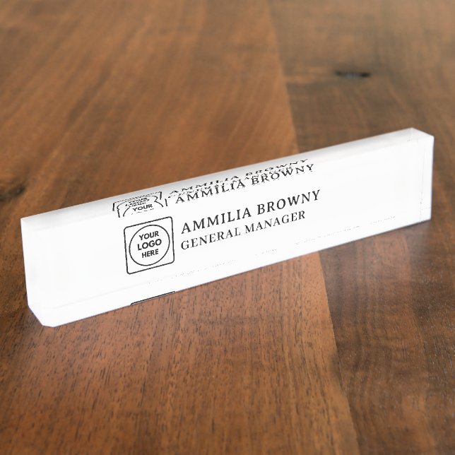 Modern Logo | Custom Employee Manager Branding Nameplate (Side)