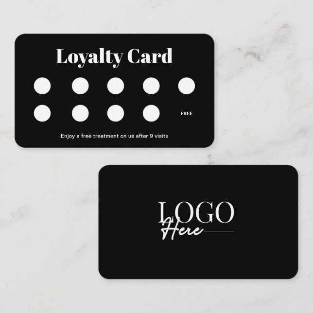 Modern Logo Customer Loyalty Punch Card Dark Black (Front/Back)