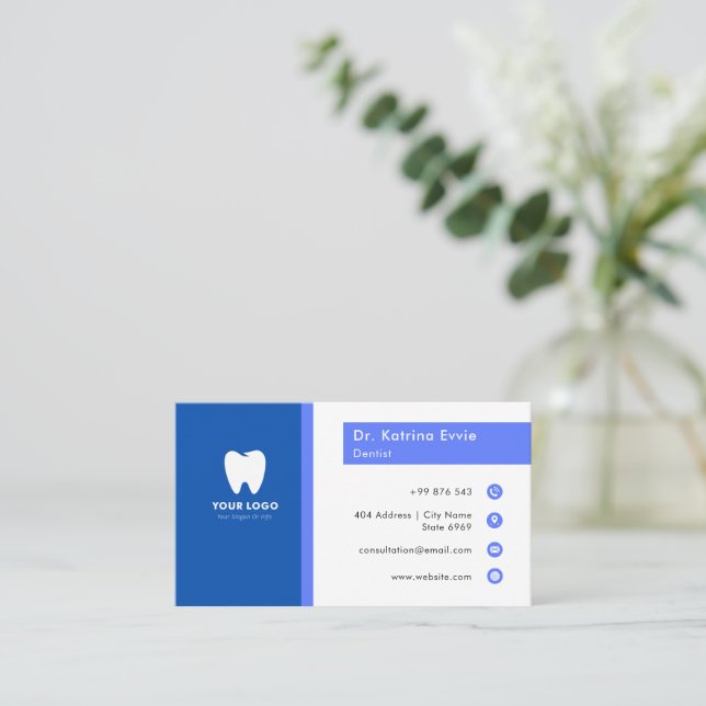 Modern Logo Dentist Business Card (Standing Front)