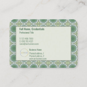 Modern Logo Elegant Abstract Floral Pattern Green Business Card