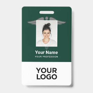 Modern Logo Employee Doctor Nurse Photo Name ID Badge
