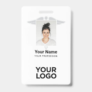 Modern Logo Employee Doctor Nurse Photo Name ID Badge