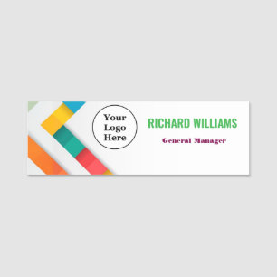 Modern Logo Employee Magnetic Or Safety Pin Name Tag