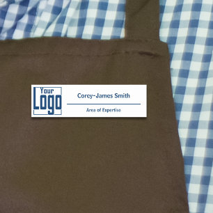 Modern Logo Expertise Classic White Blue Name Tag