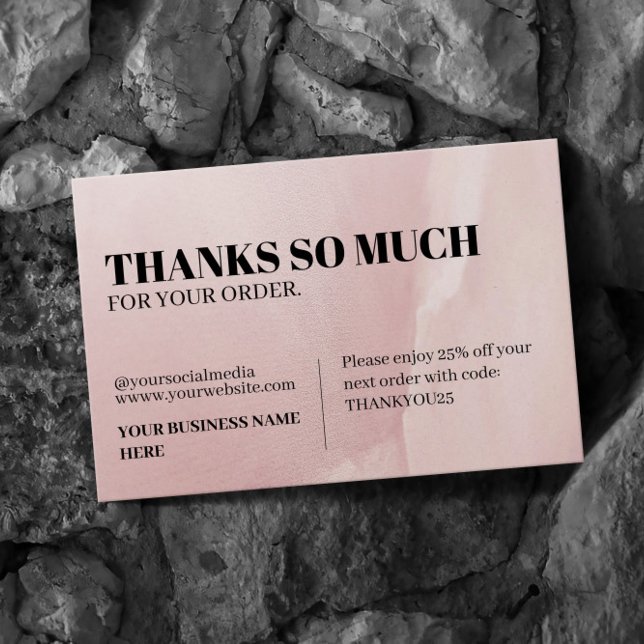 Modern Logo Flat Pink Thank You Business Card (Creator Uploaded)