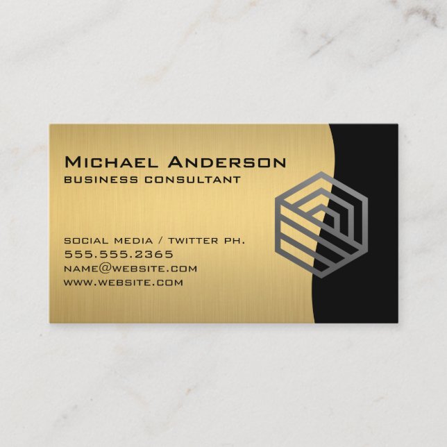 Modern Logo | Gold Metallic Business Card (Front)