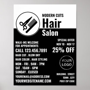 Modern Logo, Hair Stylist, Hair Salon Advertising Poster