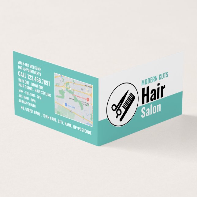 Modern Logo, Hair Stylist, Hair Salon Loyalty Business Card (Outside)