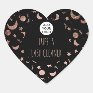 Modern logo lashes rose gold cute moon pattern heart sticker