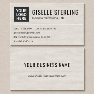 Modern Logo Linen Professional Business Card